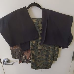 Lot of Camo pajama pants and black long sleeve